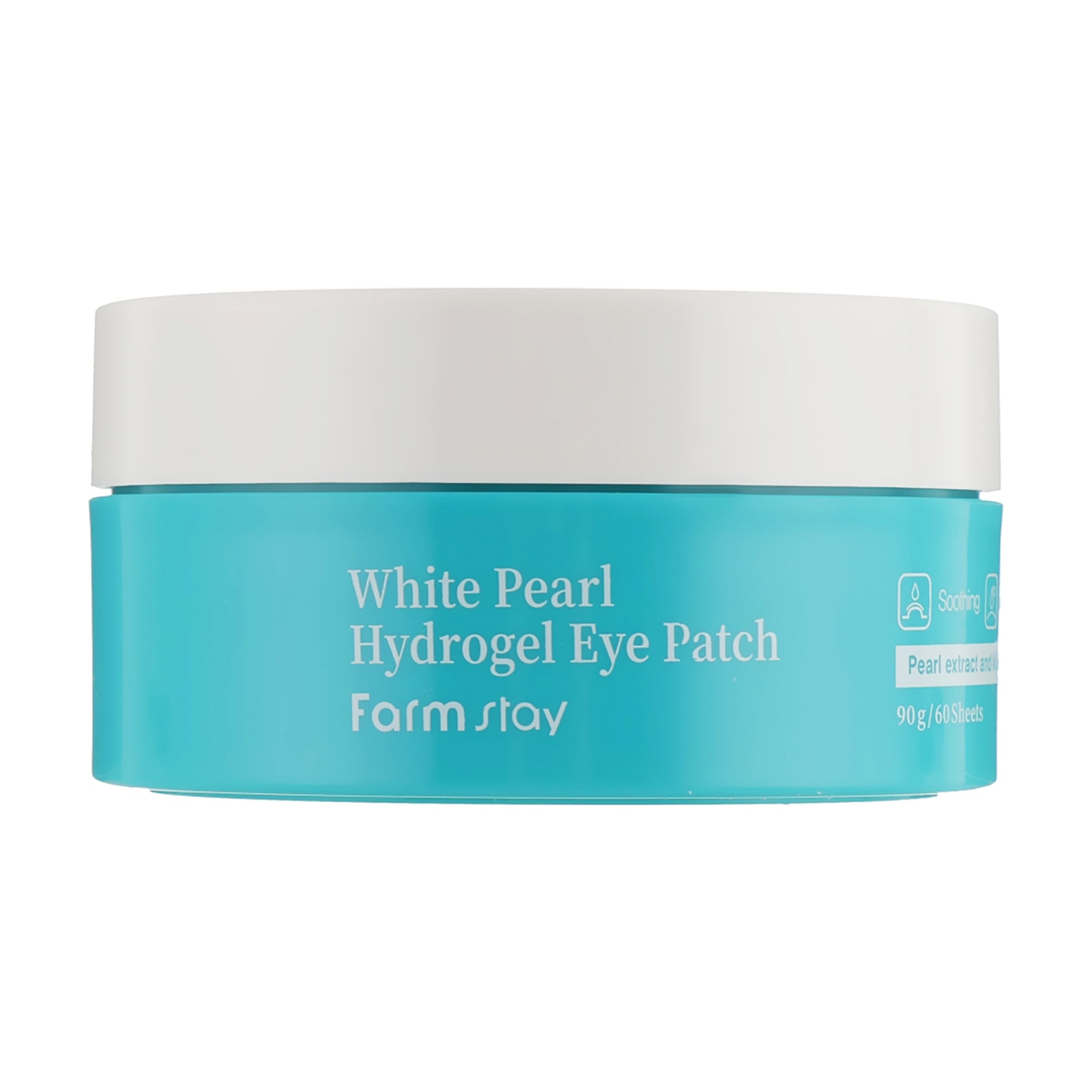 Гідрогелеві патчі для шкіри навколо очей FarmStay White Pearl Hydrogel Eye Patch з екстрактом перлів, 90 г